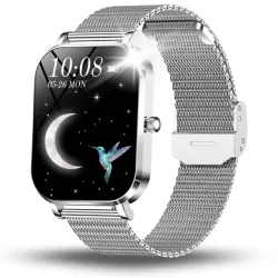 SMARTWATCH DAMSKI ZEGAREK ANGELO AK90 SREBRNY POWIADOMIENIA ROZMOWY SMART WATCH PL MENU